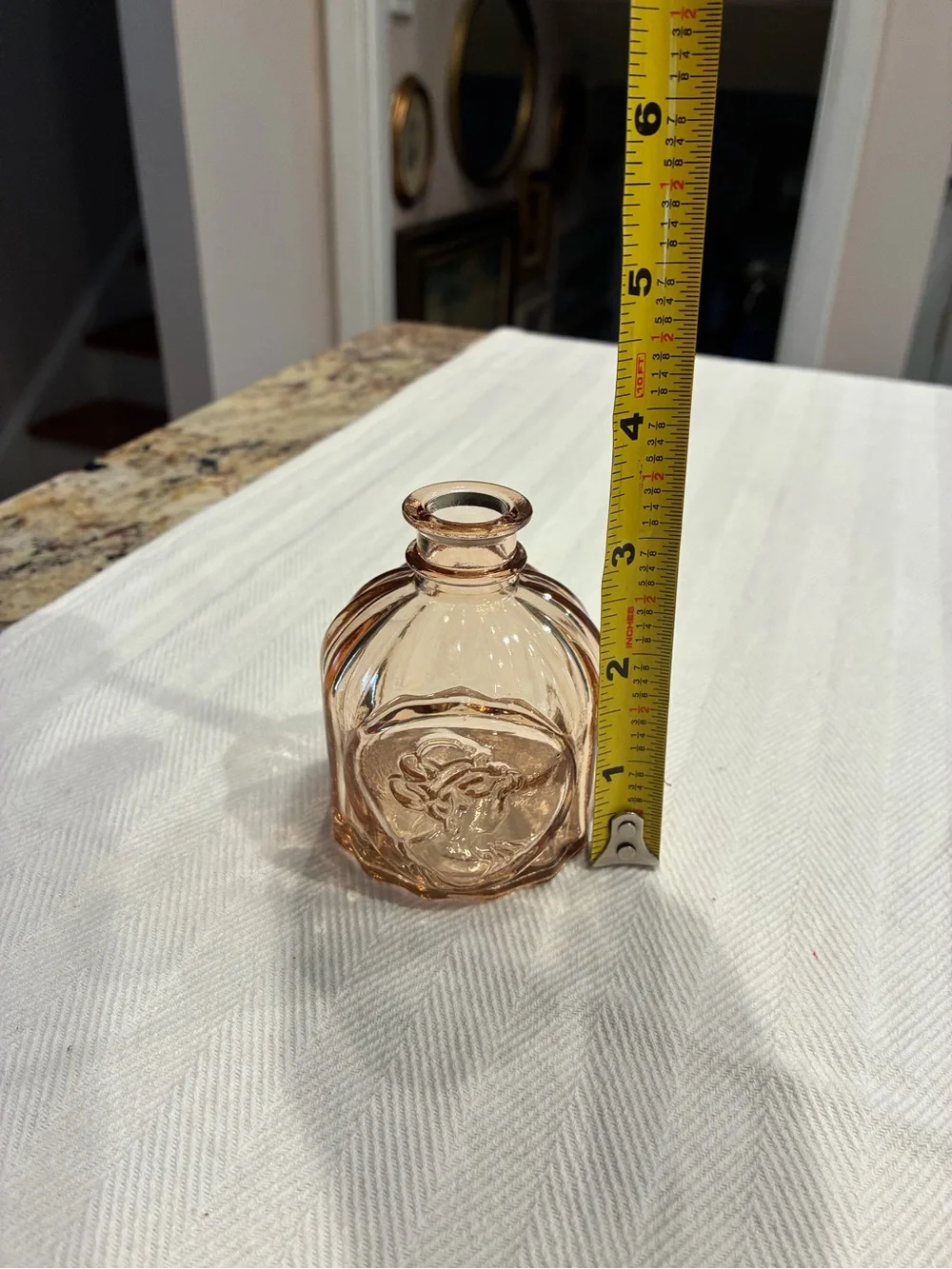 Vintage-Style Pink Glass Decorative Accent Bottle - Unbranded